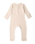 Long Sleeve Henley Onesie | Natural Marle