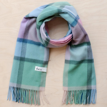 Lambswool Blanket Scarf | Mint Pastel Check