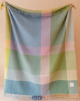 Recycled Wool Full Size Blanket | Green Waffle Block