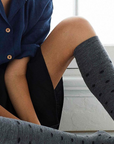 Knee Length Ladies Merino Wool Socks | Grey Dotty