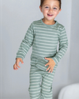 Merino Pyjama Set | Sage Stripe