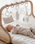 Rattan Play Gym Bundle | 100% Wool Filled | White Cloud & Stone Gingham