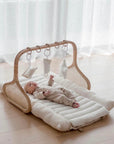 Rattan Play Gym Bundle | 100% Wool Filled | White Cloud & Stone Gingham
