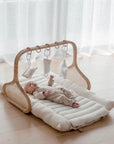 Rattan Play Gym Bundle | 100% Wool Filled | White Cloud & Stone Gingham