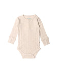Long Sleeve Henley Bodysuit | Natural Marle