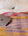 Recycled Wool Full Size Blanket | Lilac Gradient Gingham