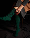 Knee Length Ladies Merino Wool Socks | Yayoi Green