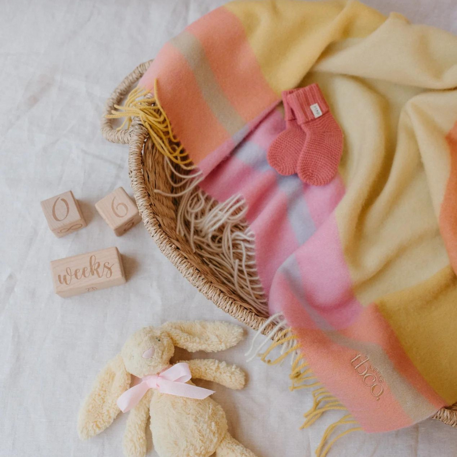 Lambswool Baby Blanket | Coral Block