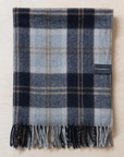 Recycled Wool Picnic Blanket with Leather Strap | Bannockbane Silver Tartan - Merino & Me