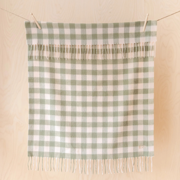 Lambswool Baby Blanket | Green Gingham