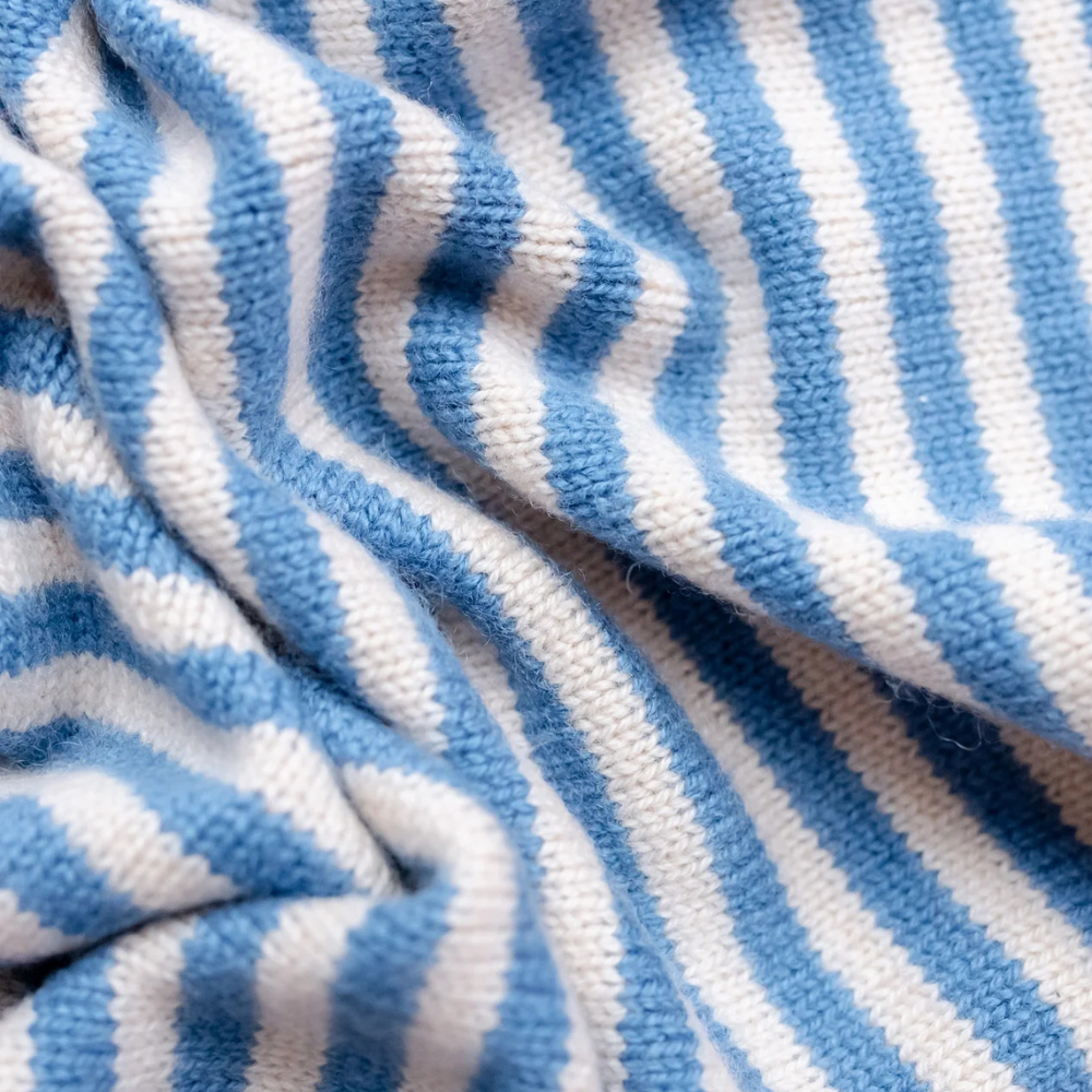 Merino Wool Triangle Scarf | Blue Stripe