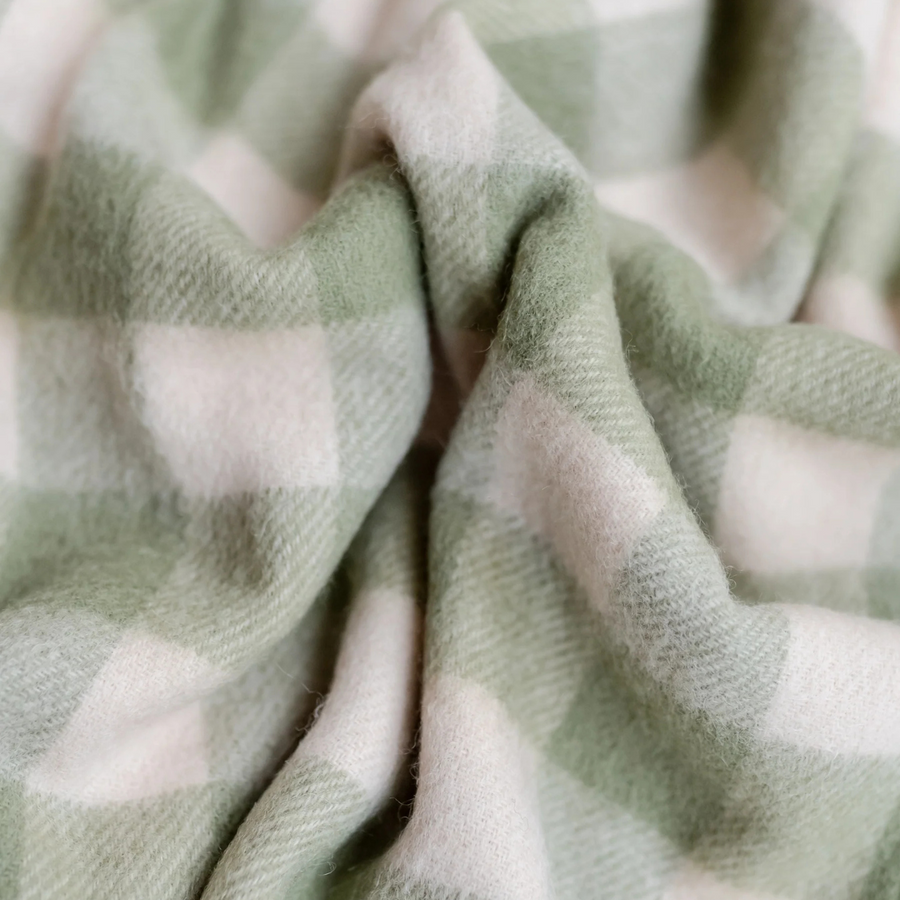 Lambswool Baby Blanket | Green Gingham