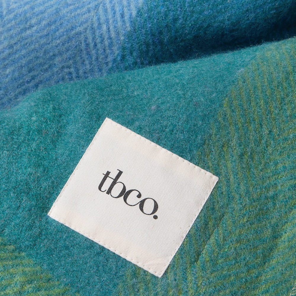 Recycled Wool Full Size Blanket | Green Frame Check