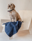 Recycled Wool Small Pet Blanket | Navy Herringbone