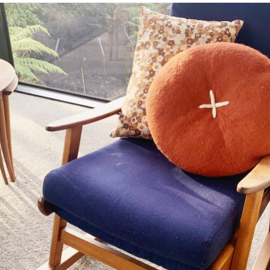 Button Cushion | Rust