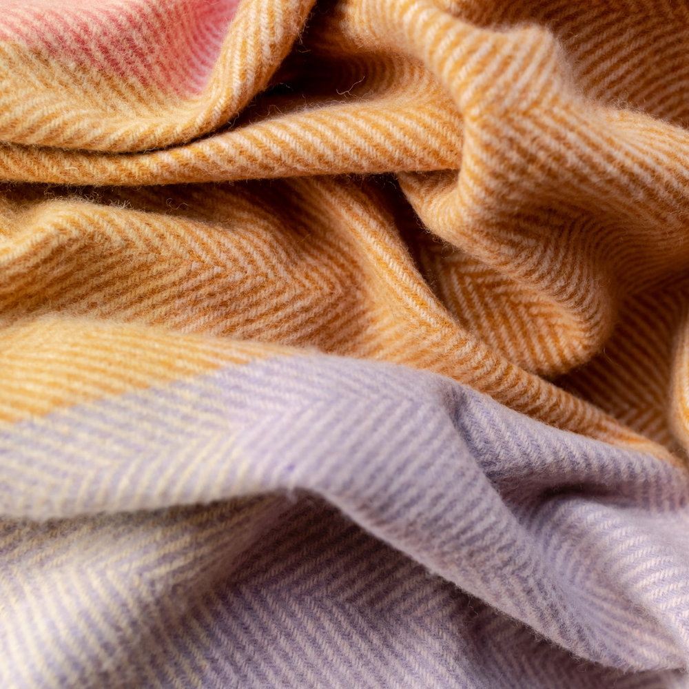 Recycled Wool Picnic Blanket with Recycled Carrier Strap | Mustard Frame Check