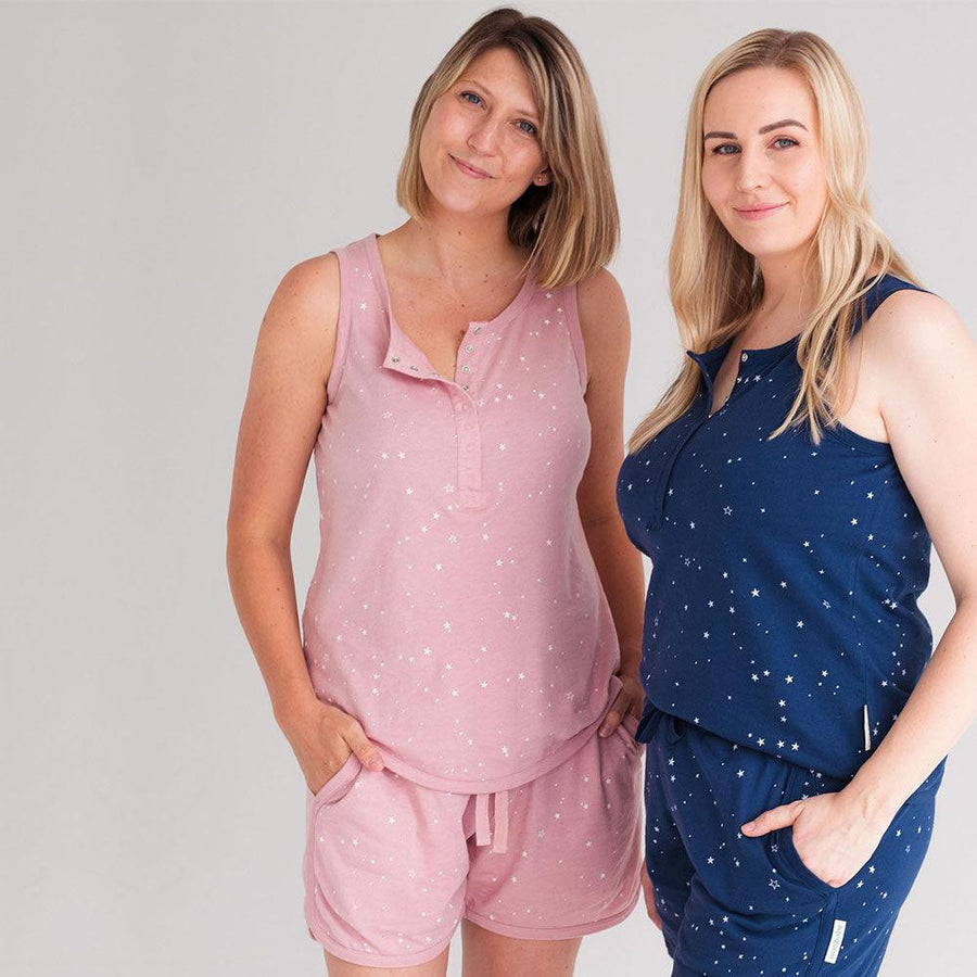 Womens Pyjama Tank | Dusk Stars - Merino & Me