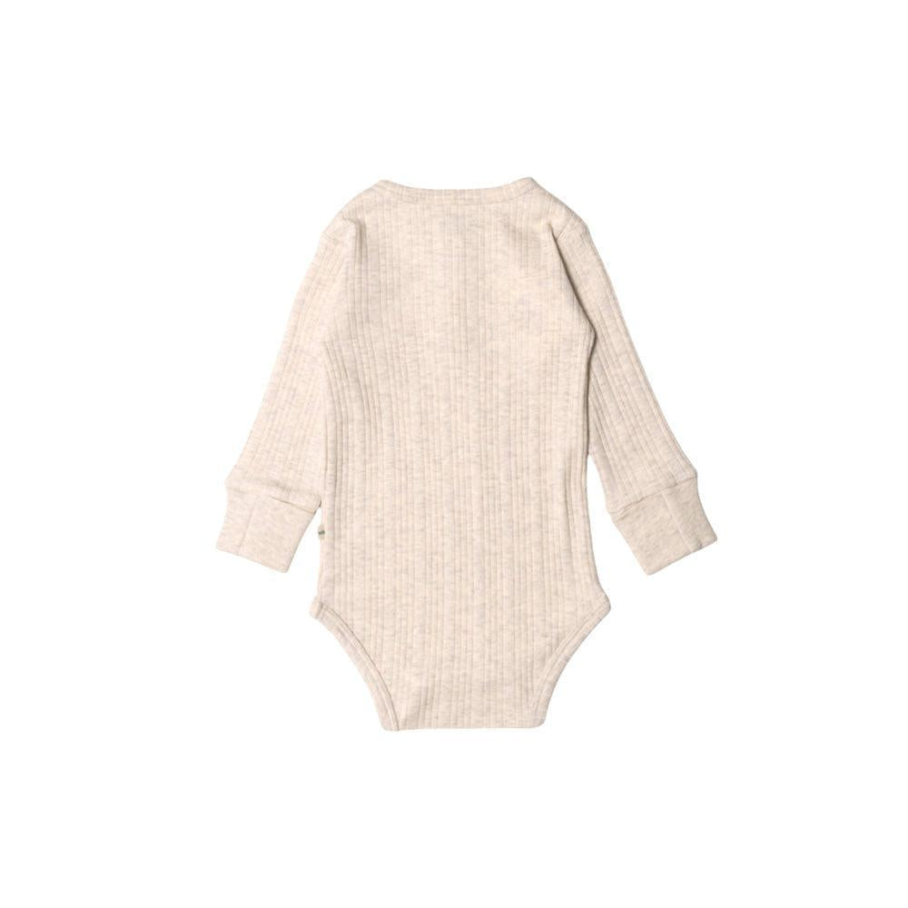 Long Sleeve Henley Bodysuit | Natural Marle