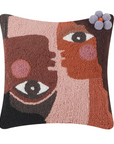 together with pom pom wool hook cushion