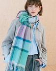 Lambswool Blanket Scarf | Mint Pastel Check