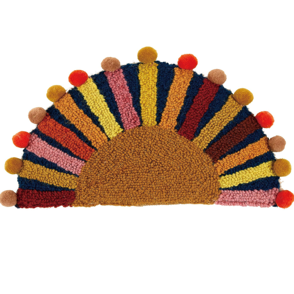 Wool Hook Cushion | Good Day Sunshine Pom Poms - Merino & Me
