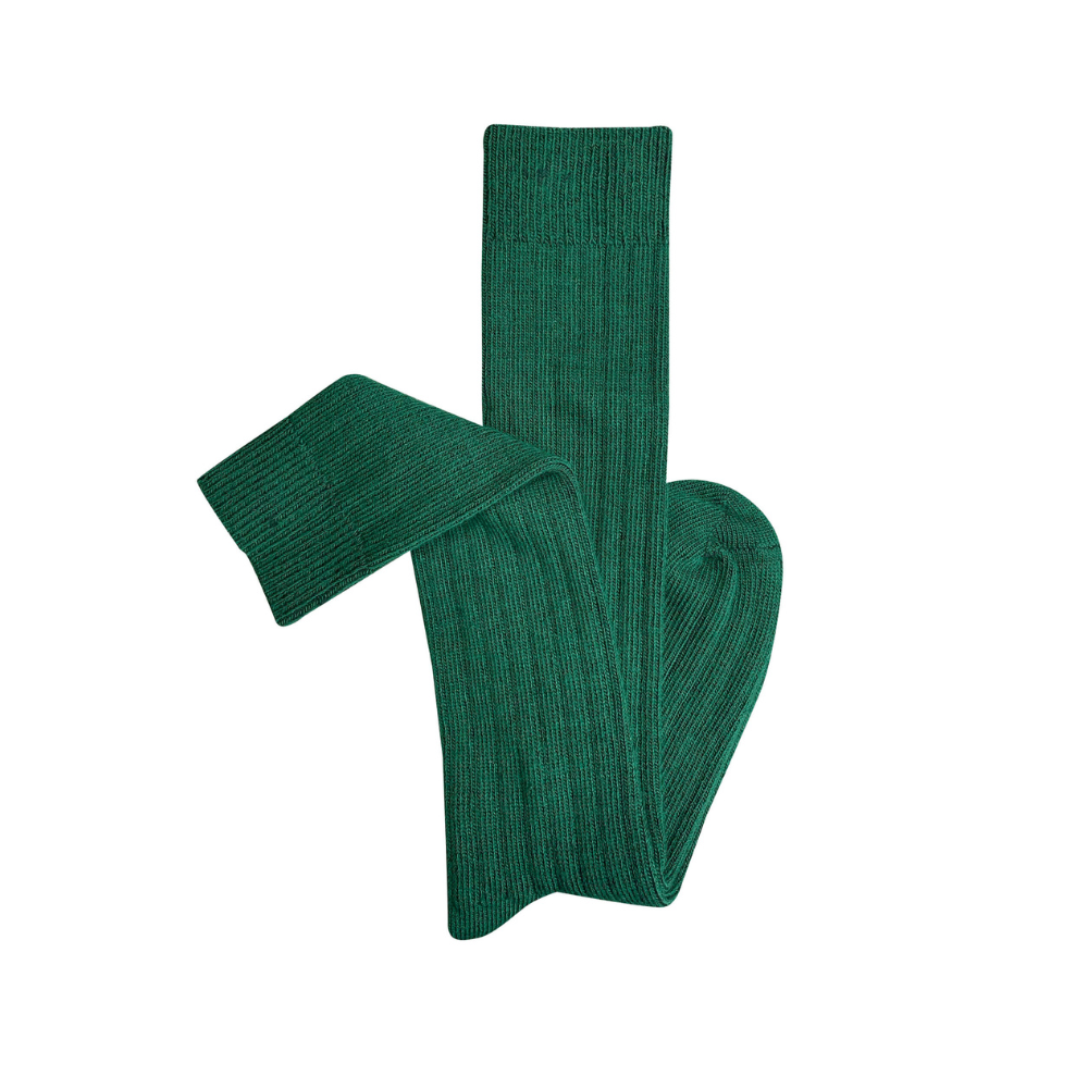 Ladies Knee Length Chunky Rib Merino Wool Socks | Green