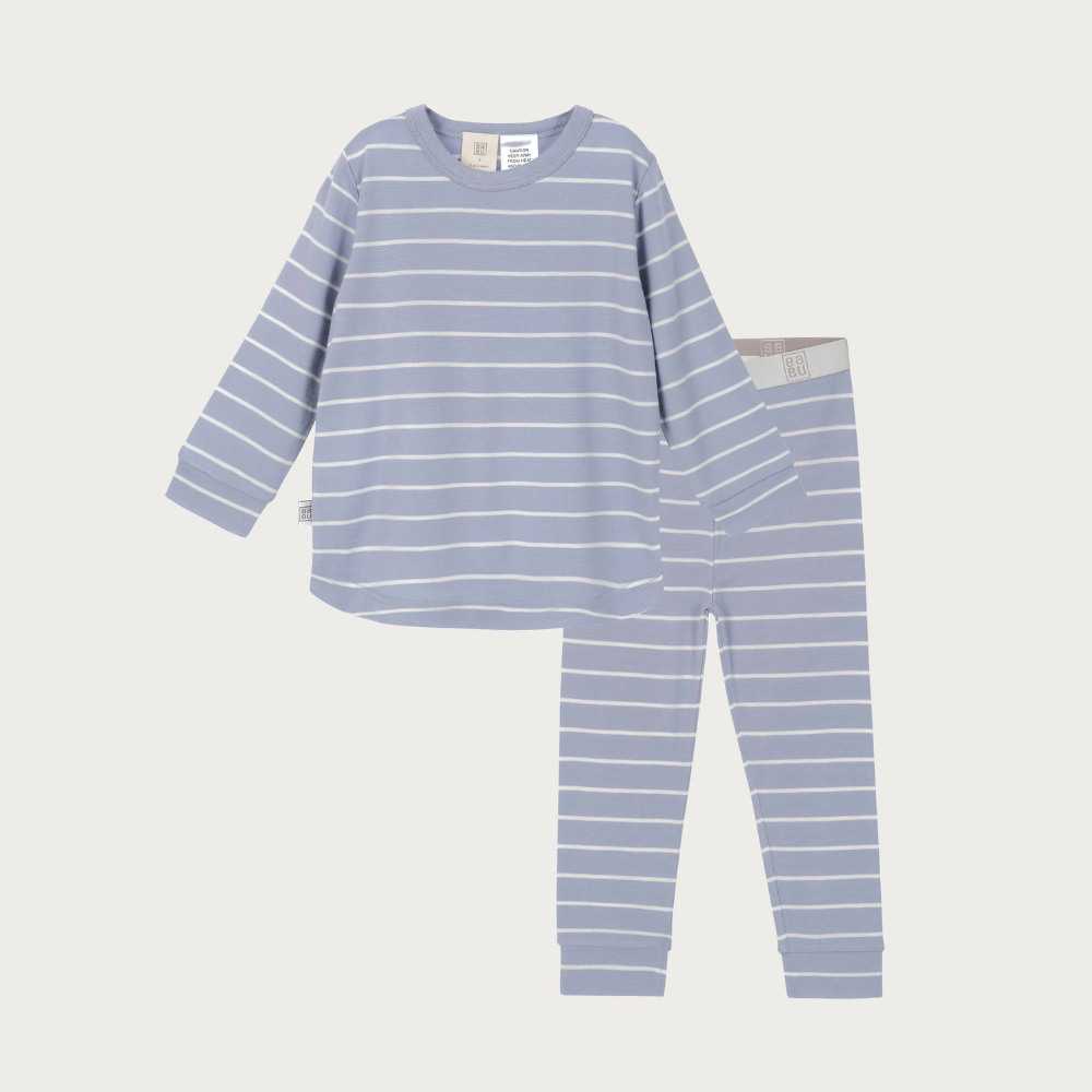 Merino Pyjama Set | Periwinkle Stripe