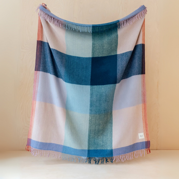 Recycled Wool Full Size Blanket | Apricot Frame Check