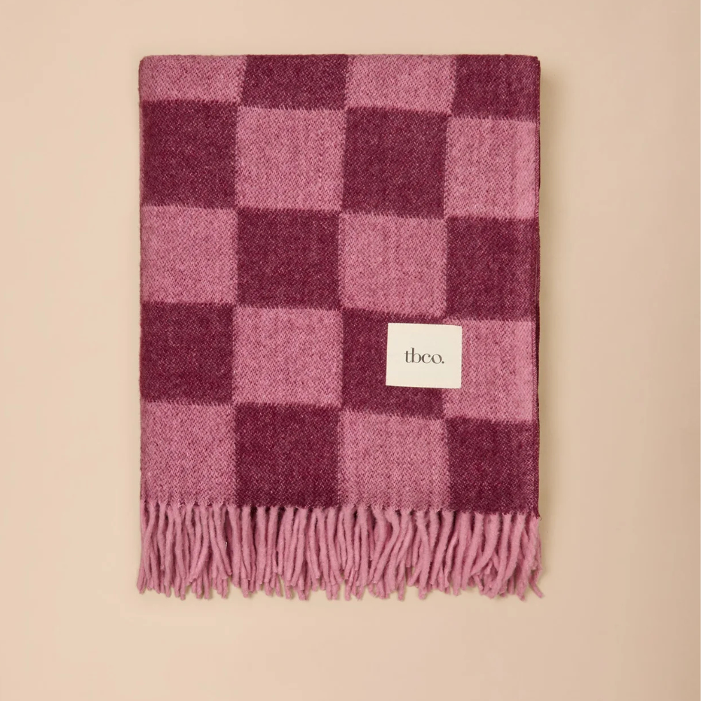 Recycled Wool Full Size Blanket | Rose &amp; Fig Checkerboard