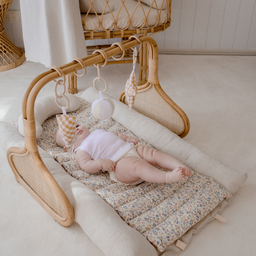 Rattan Play Gym Bundle | 100% Wool Filled | Natural Bunny