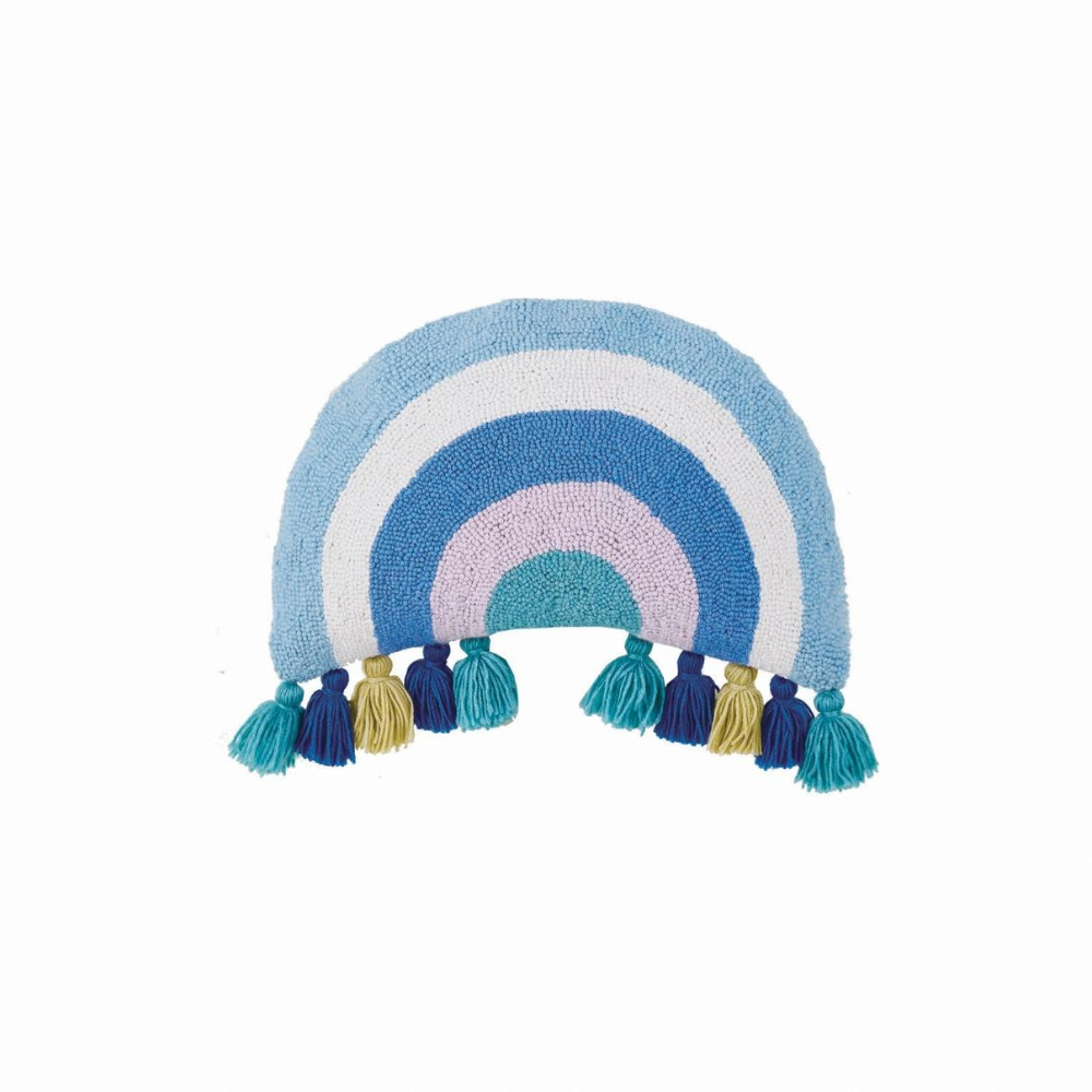 Wool Hook Cushion | Cool Rainbow with Tassels - Merino & Me