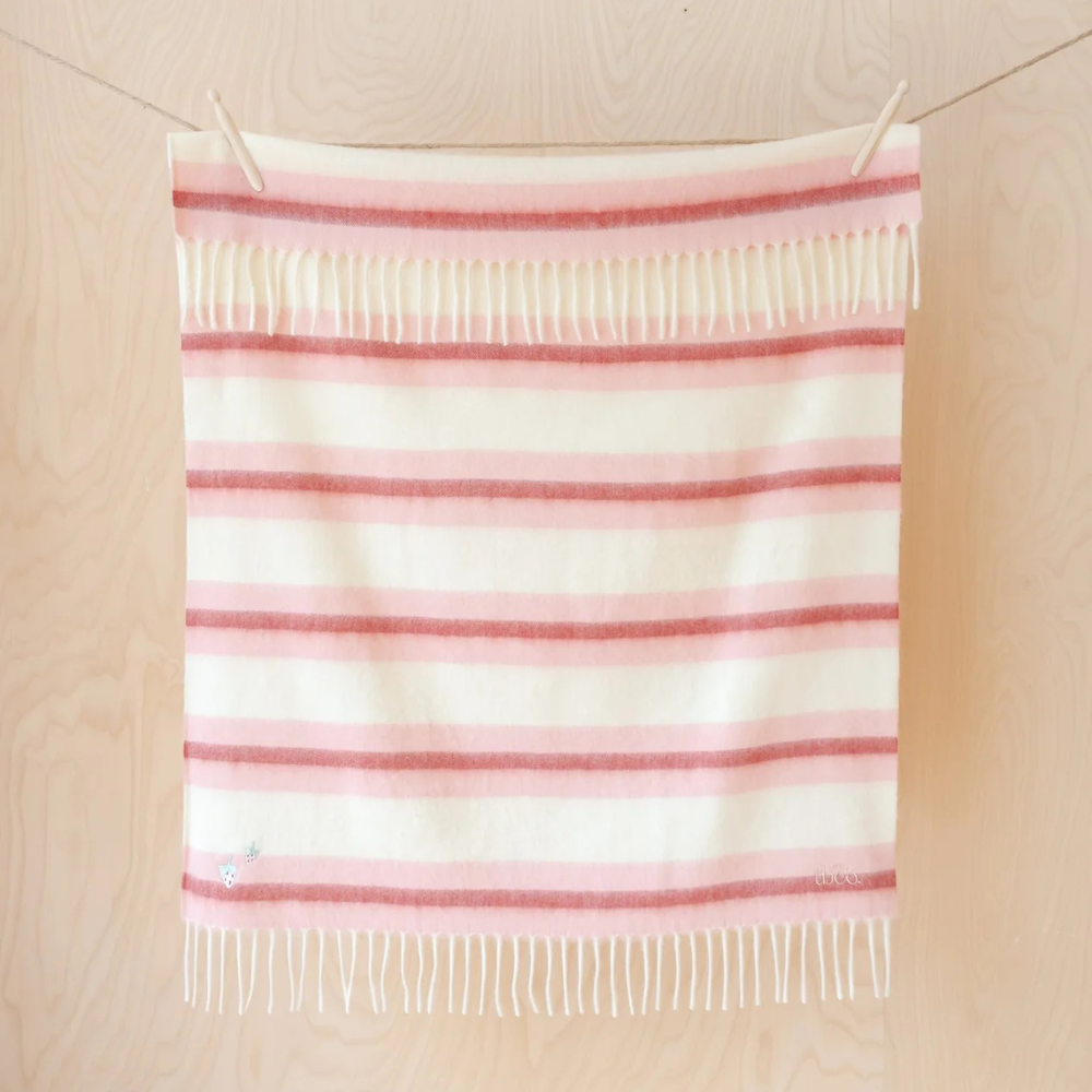 Lambswool Baby Blanket | Pink Stripe