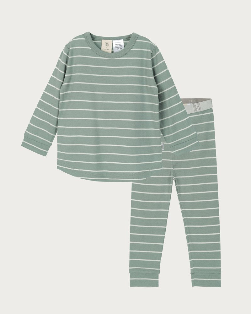 Merino Pyjama Set | Sage Stripe