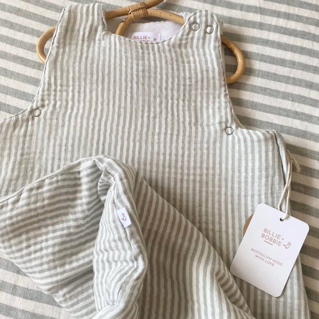 Winter Merino Sleeping Bag | Eucalyptus Stripe - Merino & Me