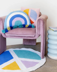 Wool Hook Cushion | Cool Rainbow with Tassels