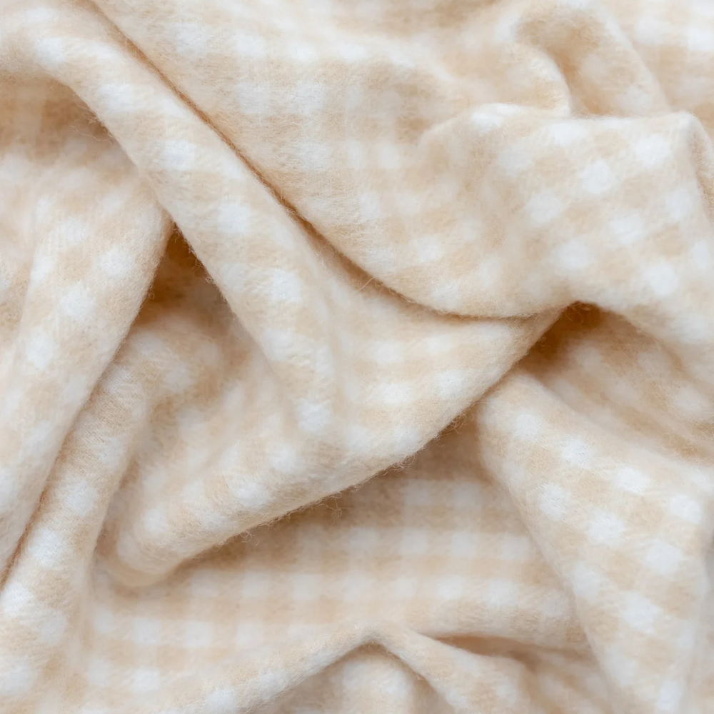 Lambswool Baby Blanket | Oatmeal Gingham