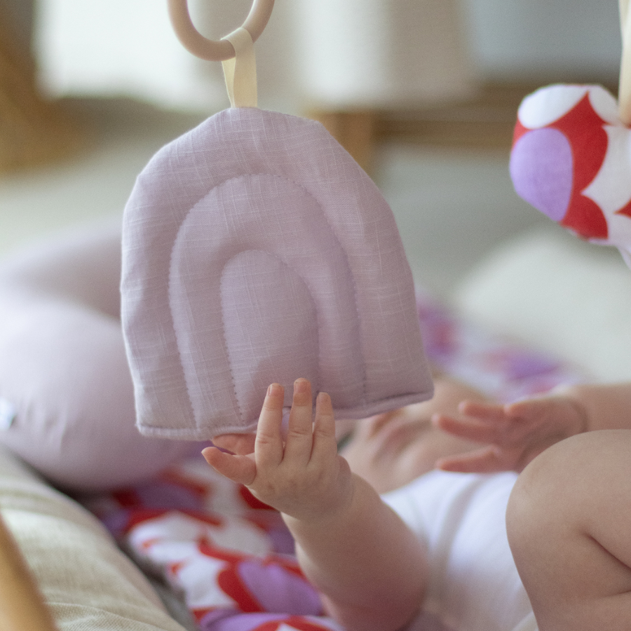 Rattan Play Gym Bundle | 100% Wool Filled | Red Daisy