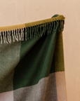 Recycled Wool Full Size Blanket | Green Frame Check