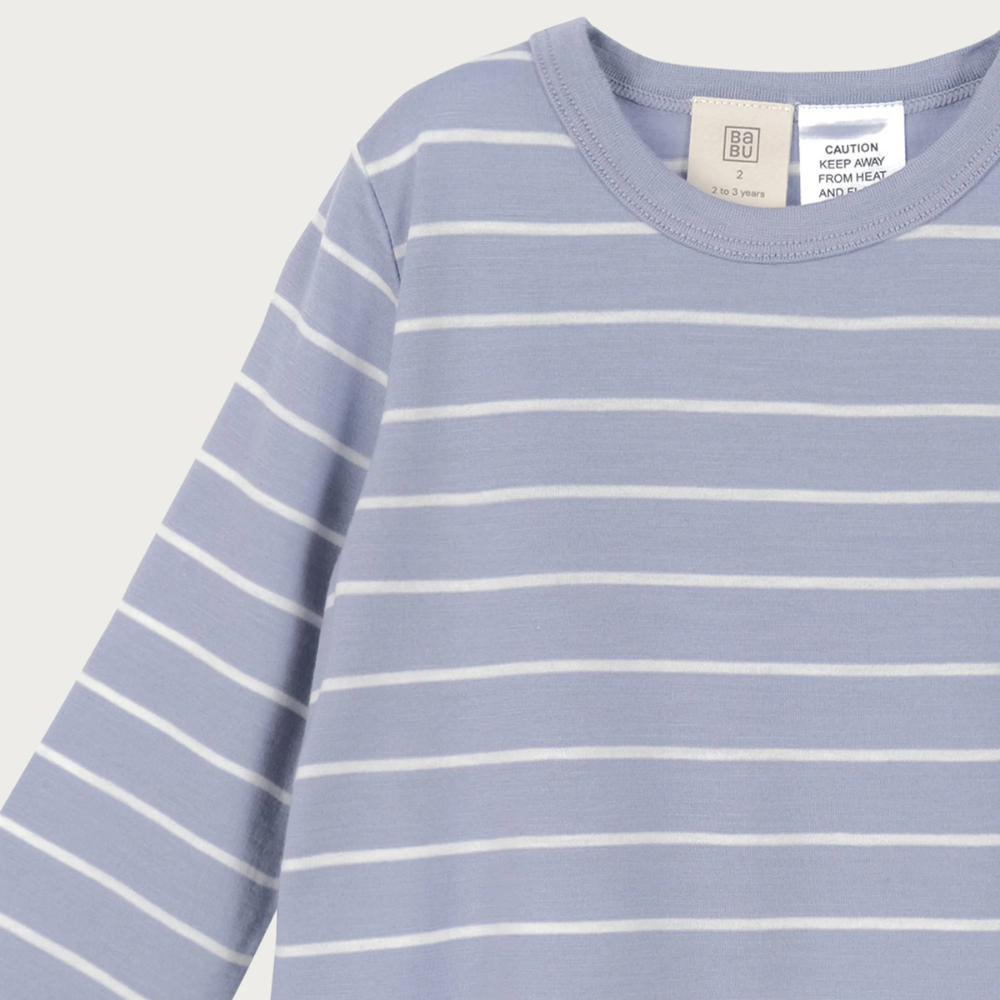 Merino Pyjama Set | Periwinkle Stripe
