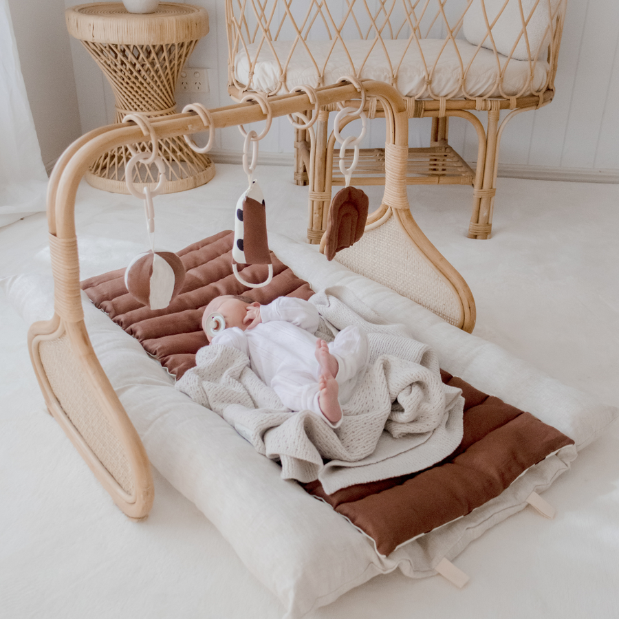 Rattan Play Gym Bundle | 100% Wool Filled | Chocolate Spot