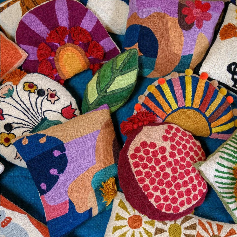 Wool Hook Cushion | In Bloom with Tassels - Merino & Me