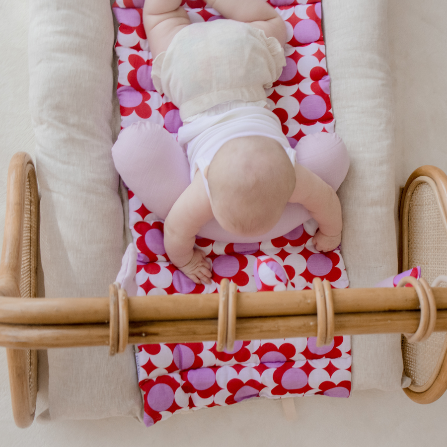 Rattan Play Gym Bundle | 100% Wool Filled | Red Daisy