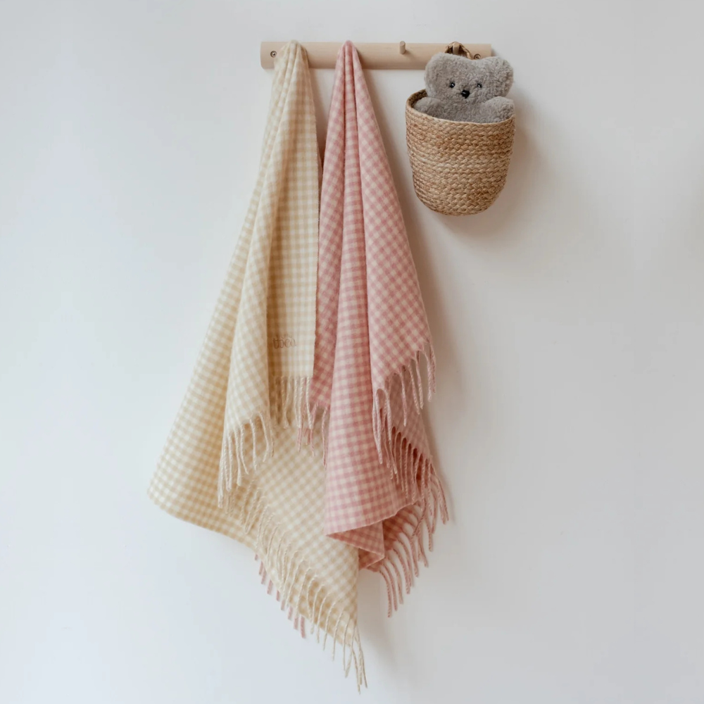 Lambswool Baby Blanket | Oatmeal Gingham