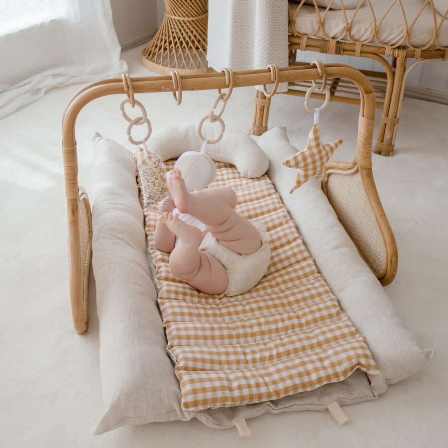 Rattan Play Gym Bundle | 100% Wool Filled | Natural Bunny