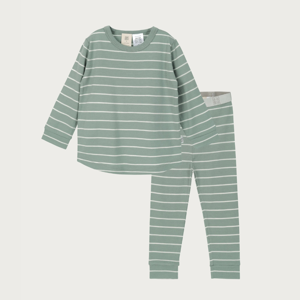 Merino Pyjama Set | Sage Stripe