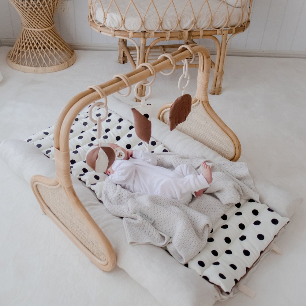 Rattan Play Gym Bundle | 100% Wool Filled | Chocolate Spot