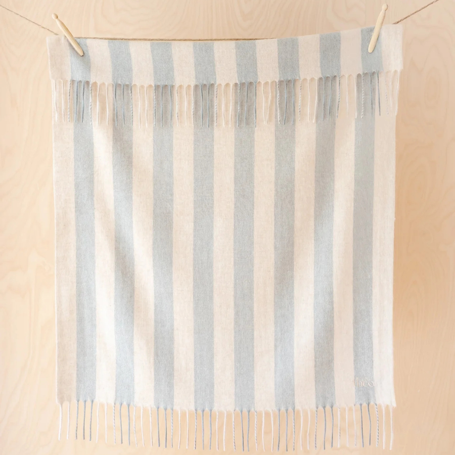 Lambswool Baby Blanket | Oatmeal & Grey Stripe