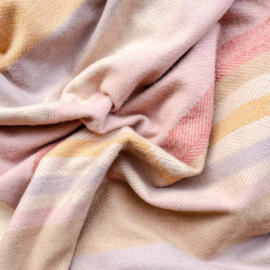 Recycled Wool Full Size Blanket | Coral Stripe