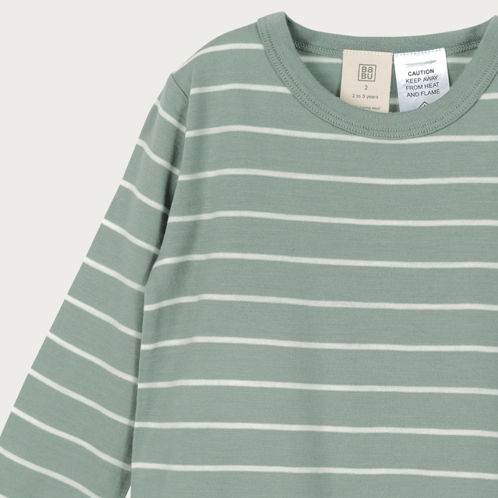 Merino Pyjama Set | Sage Stripe