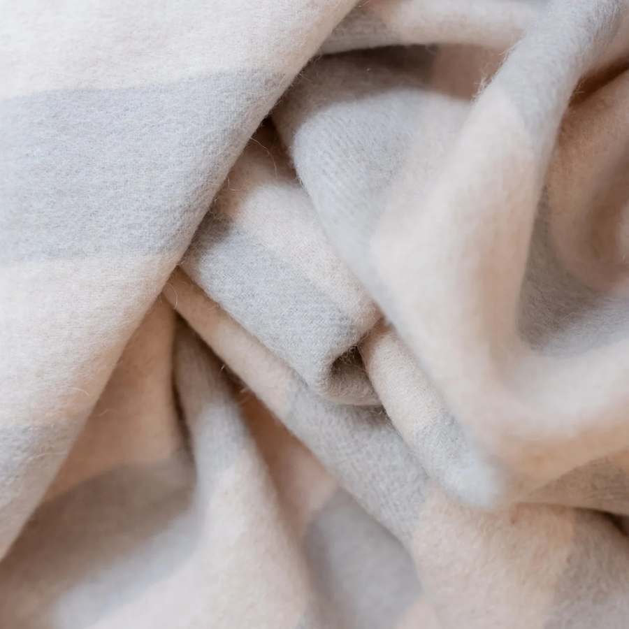 Lambswool Baby Blanket | Oatmeal & Grey Stripe